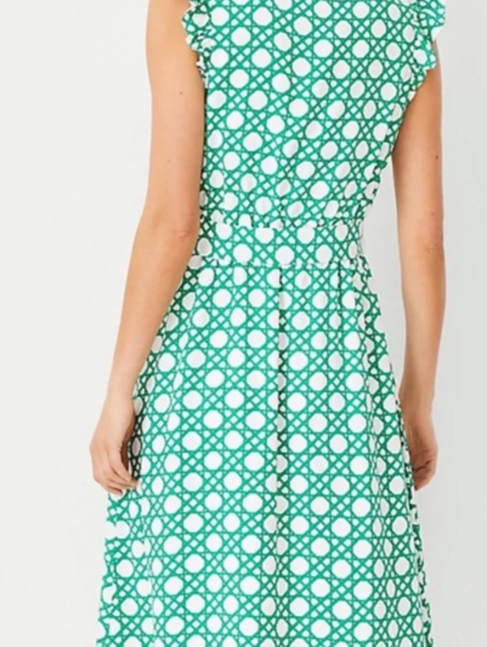 Ann Taylor Loft Sleeveless Green Geometric Printed Midi Dress Size Large